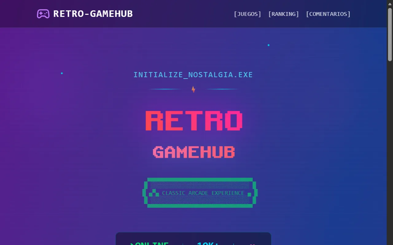 Retro Gamehub — Sala de juegos online
